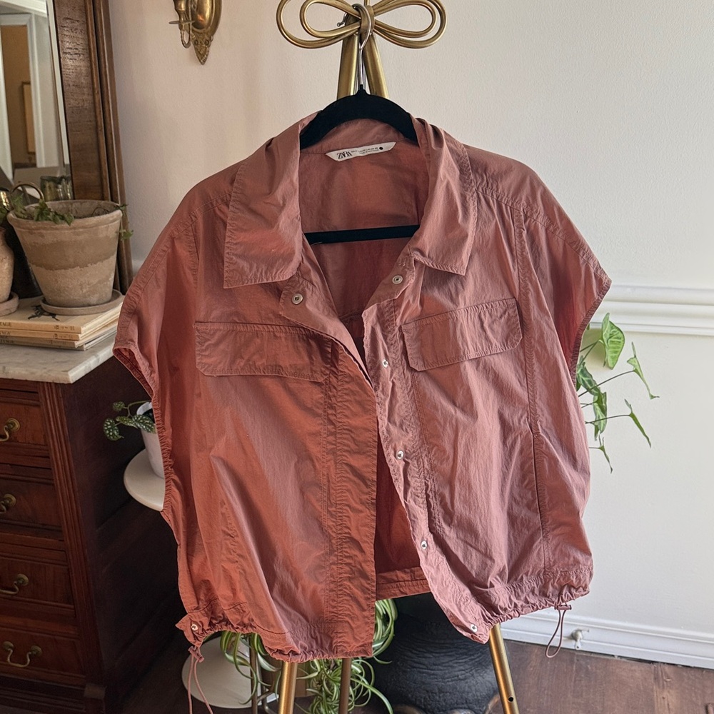 Zara Coral Short-Sleeve Jacket